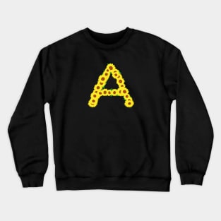 Sunflowers Initial Letter A (Black Background) Crewneck Sweatshirt